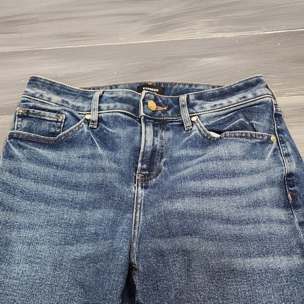 Express 90s Ankle Boot Mid Rise‎ Distressed Ripped Jeans Women's Size 2R - Picture 6 of 12